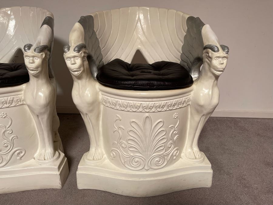 Pair Of Unusual Conversation Piece Fiberglass Armchairs Signed Continental Studios 1984 25W X 24D X 31H [Photo 7]