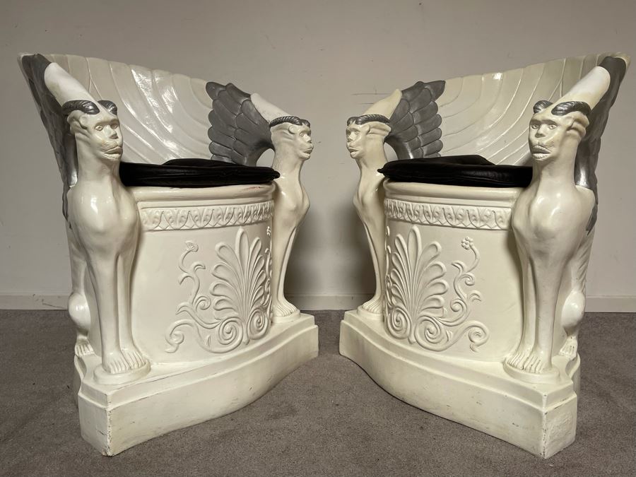 Pair Of Unusual Conversation Piece Fiberglass Armchairs Signed Continental Studios 1984 25W X 24D X 31H [Photo 12]