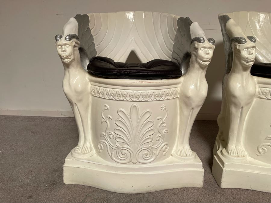 Pair Of Unusual Conversation Piece Fiberglass Armchairs Signed Continental Studios 1984 25W X 24D X 31H [Photo 8]