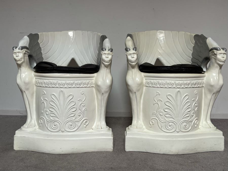 Pair Of Unusual Conversation Piece Fiberglass Armchairs Signed Continental Studios 1984 25W X 24D X 31H [Photo 5]