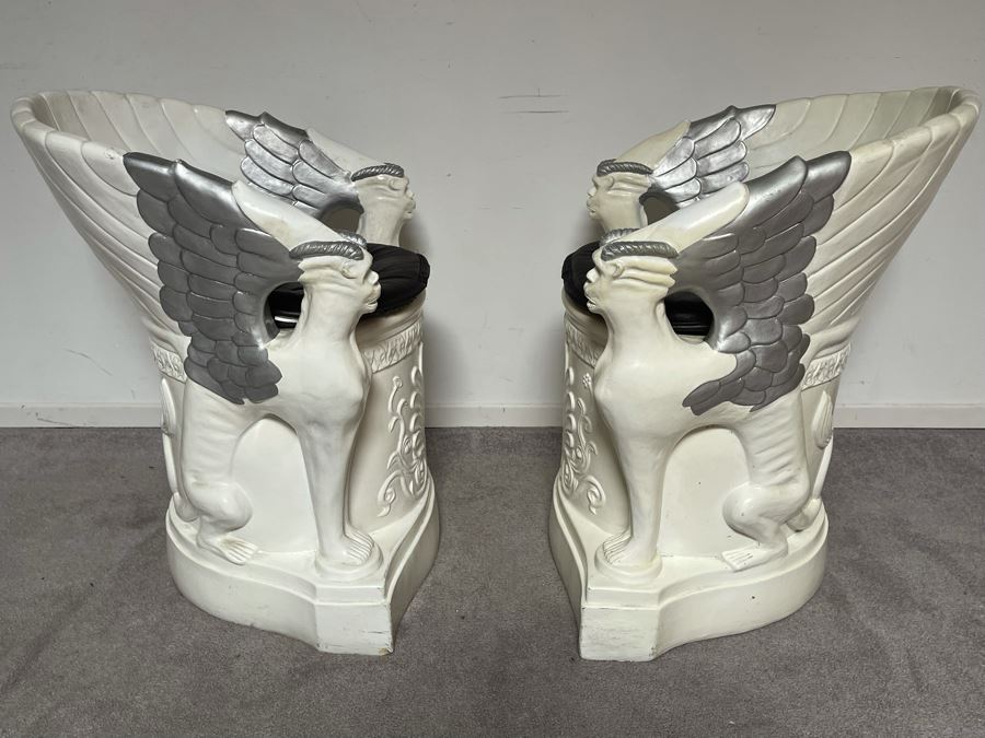 Pair Of Unusual Conversation Piece Fiberglass Armchairs Signed Continental Studios 1984 25W X 24D X 31H [Photo 16]