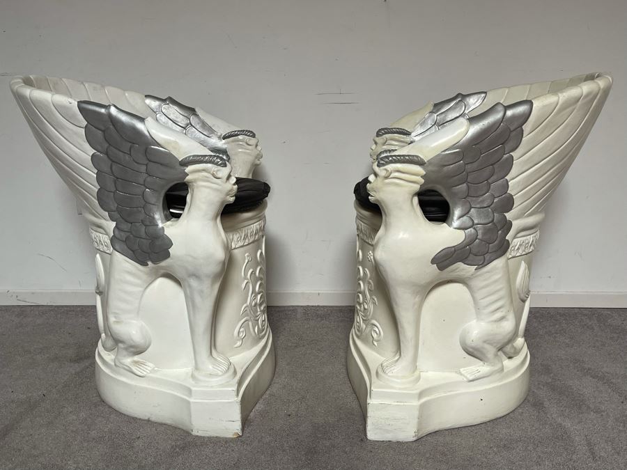 Pair Of Unusual Conversation Piece Fiberglass Armchairs Signed Continental Studios 1984 25W X 24D X 31H [Photo 14]