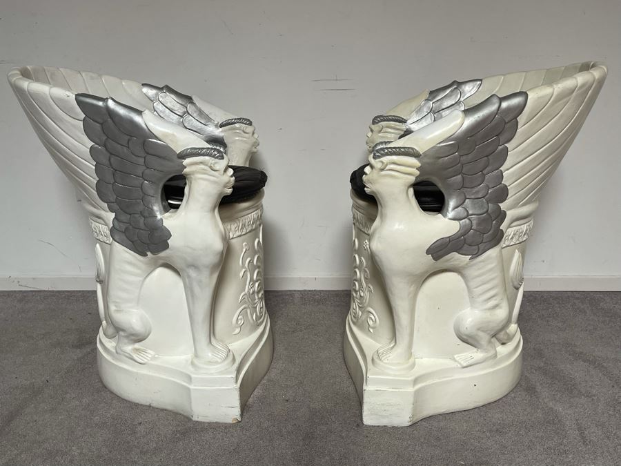 Pair Of Unusual Conversation Piece Fiberglass Armchairs Signed Continental Studios 1984 25W X 24D X 31H [Photo 15]