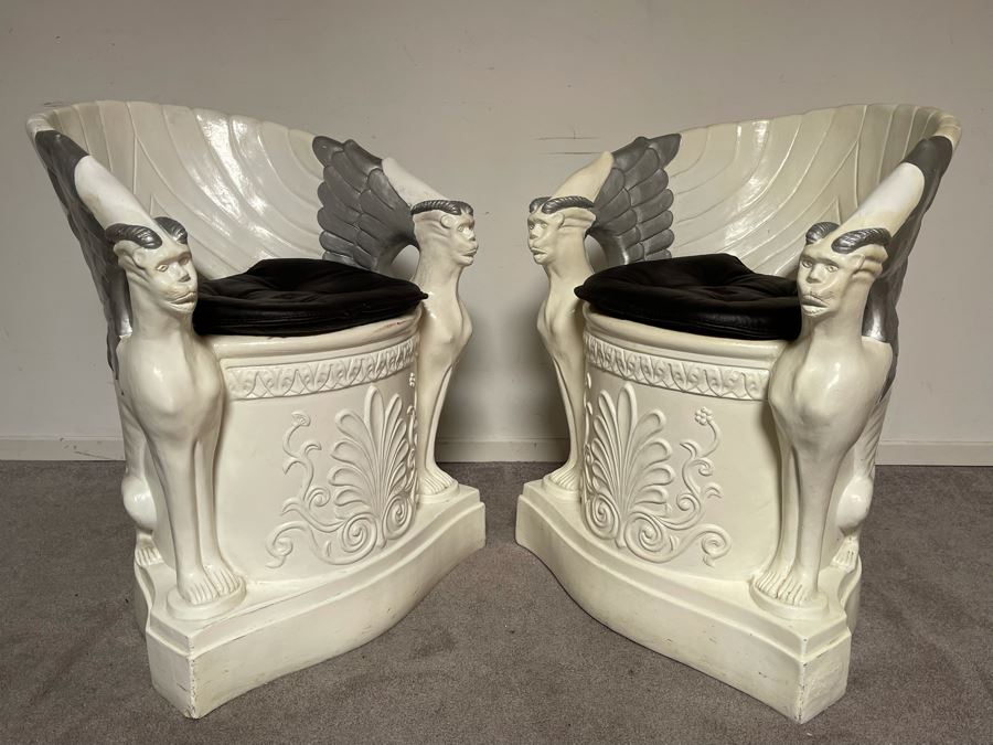 Pair Of Unusual Conversation Piece Fiberglass Armchairs Signed Continental Studios 1984 25W X 24D X 31H [Photo 10]