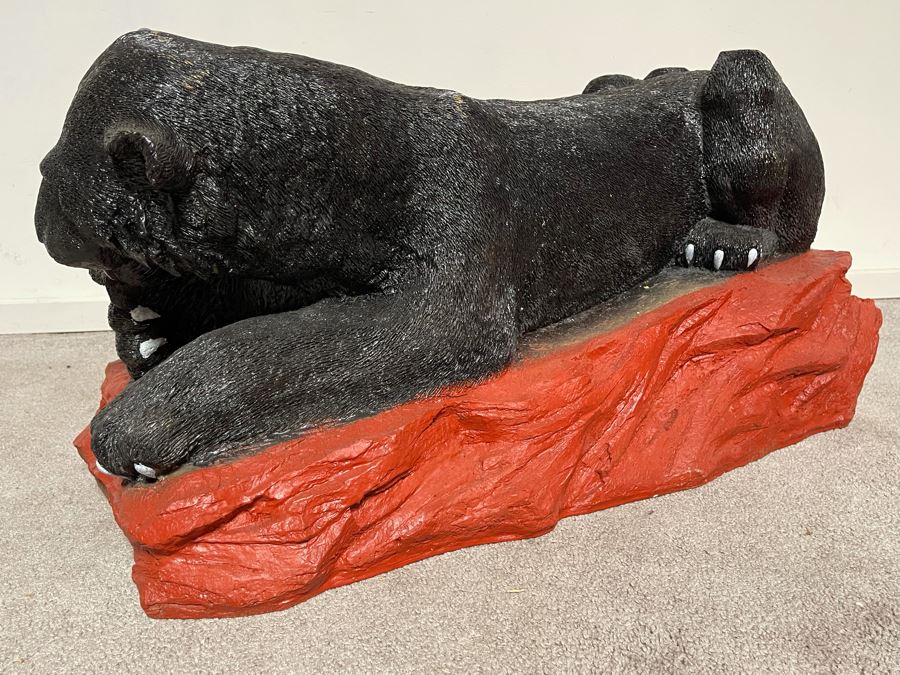 Unique Black Panther Jaguar With Cub Resin Base Coffee Table With Glass Top 50W X 18D X 16H [Photo 13]
