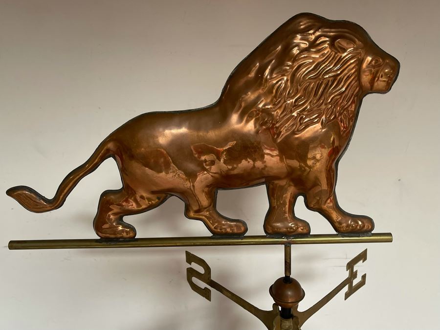 Standing Brass And Copper Lion Weather Vane 31W X 57H [Photo 5]