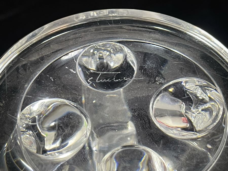 Signed Steuben Glass Footed Centerpiece Bowl 9.75R X 4.75H [Photo 3]