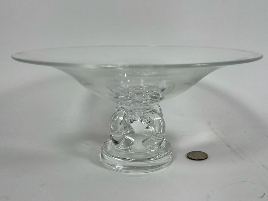 Signed Steuben Glass Footed Centerpiece Bowl 9.75R X 4.75H [Photo 4]