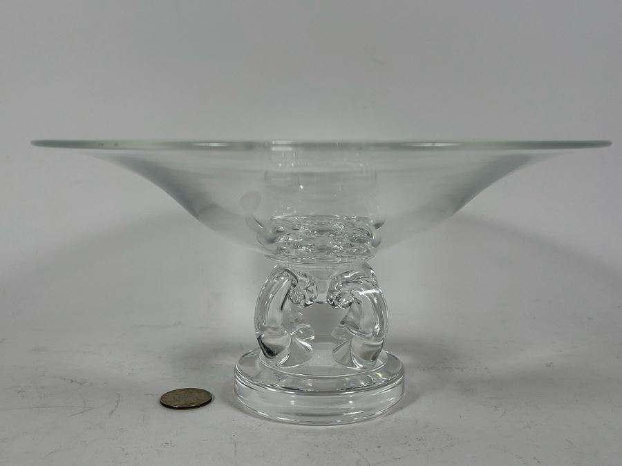 Signed Steuben Glass Footed Centerpiece Bowl 9.75R X 4.75H [Photo 5]