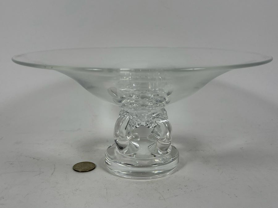 Signed Steuben Glass Footed Centerpiece Bowl 9.75R X 4.75H [Photo 8]