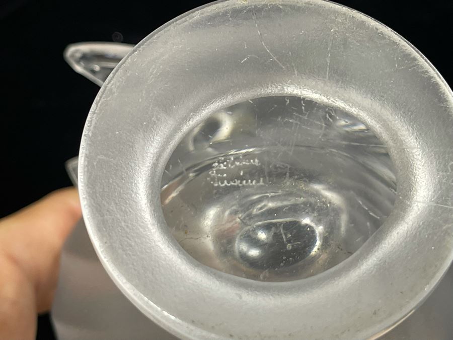 Lalique France Crystal Footed Relief Birds Rosine Vase 3.75W X 5H Replacements Value $399 [Photo 8]