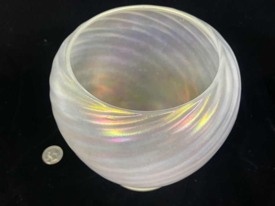 Signed Steuben Iridescent Art Glass Vase 6W X 7H [Photo 5]
