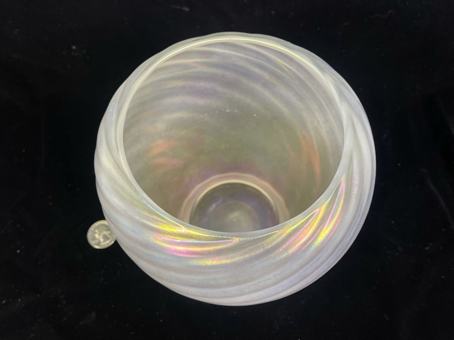 Signed Steuben Iridescent Art Glass Vase 6W X 7H [Photo 6]