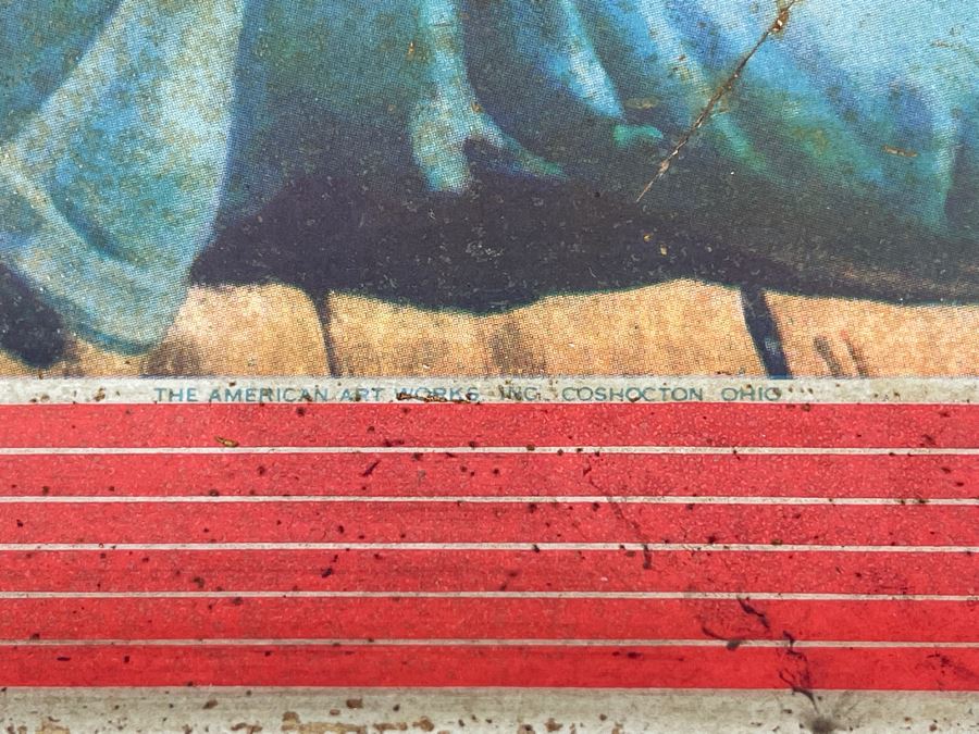 Vintage 1940 Coca-Cola Metal Litho Serving Tray Featuring A Girl Fishing On A Pier Drinking Coke From The American Art Works Inc 13W X 10.5H [Photo 13]