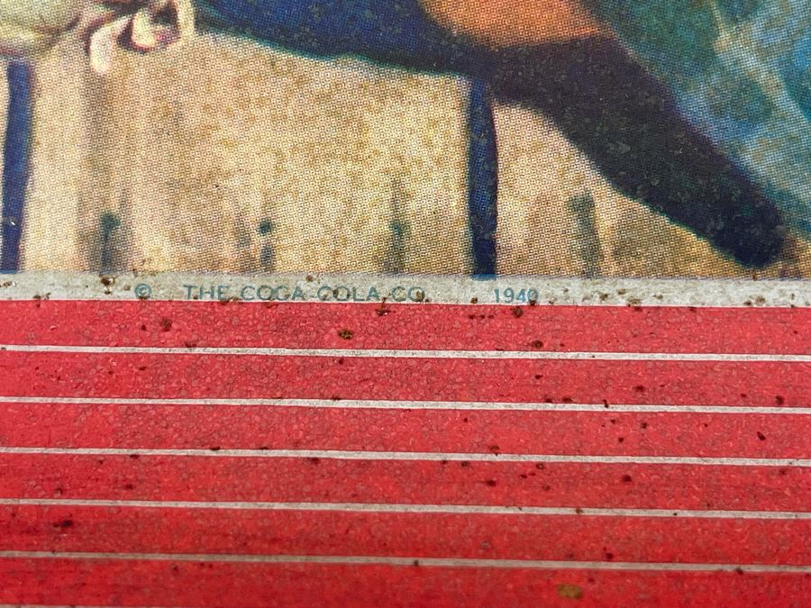 Vintage 1940 Coca-Cola Metal Litho Serving Tray Featuring A Girl Fishing On A Pier Drinking Coke From The American Art Works Inc 13W X 10.5H [Photo 12]