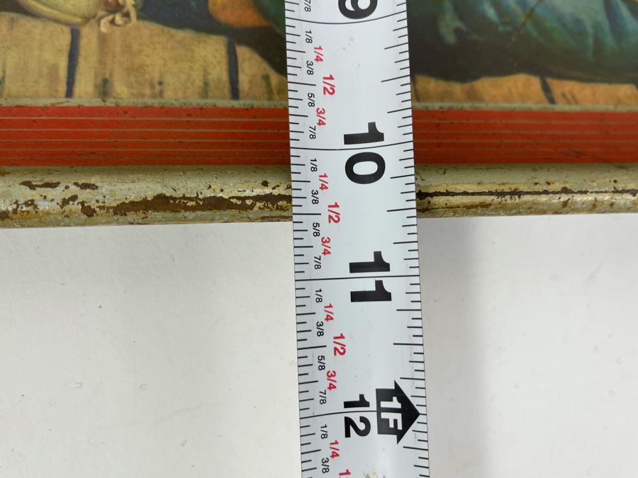 Vintage 1940 Coca-Cola Metal Litho Serving Tray Featuring A Girl Fishing On A Pier Drinking Coke From The American Art Works Inc 13W X 10.5H [Photo 11]