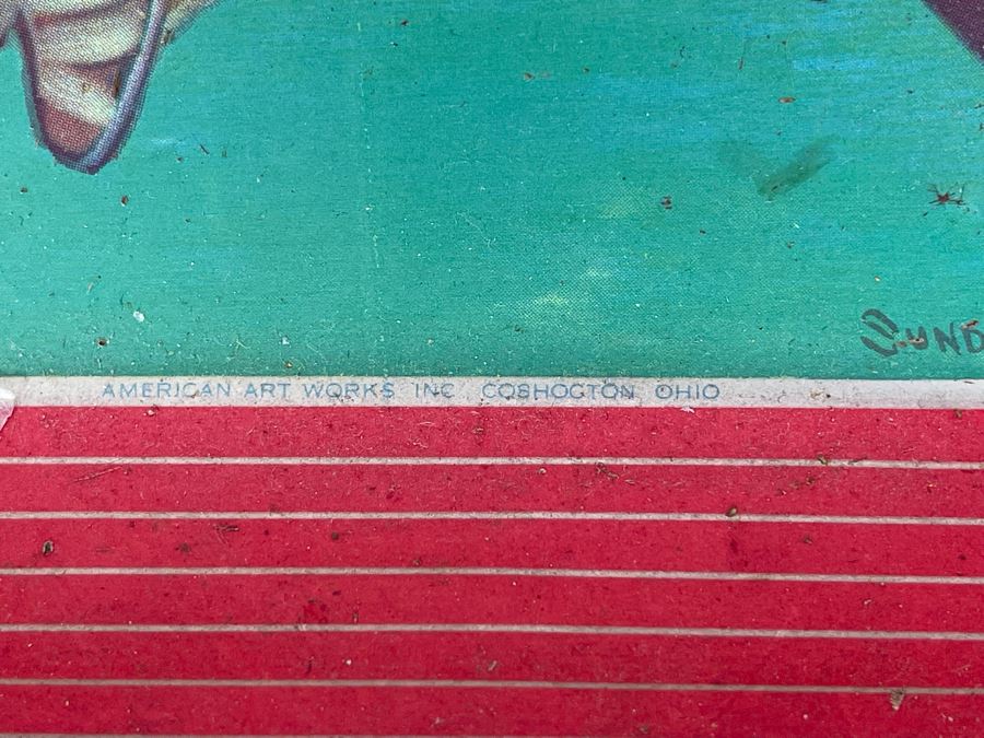 Vintage 1939 Coca-Cola Metal Litho Serving Tray Featuring A Girl Sitting On A Pool Diving Board Drinking Coke From The American Art Works Inc 13W X 10.5H [Photo 11]