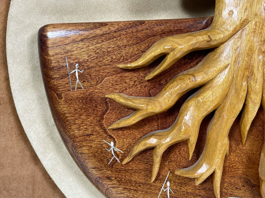 Mid-Century Relief Carved Wall Sculpture Of Woman's Head With Roots Signed Huth 19.5 X 19.5 [Photo 7]