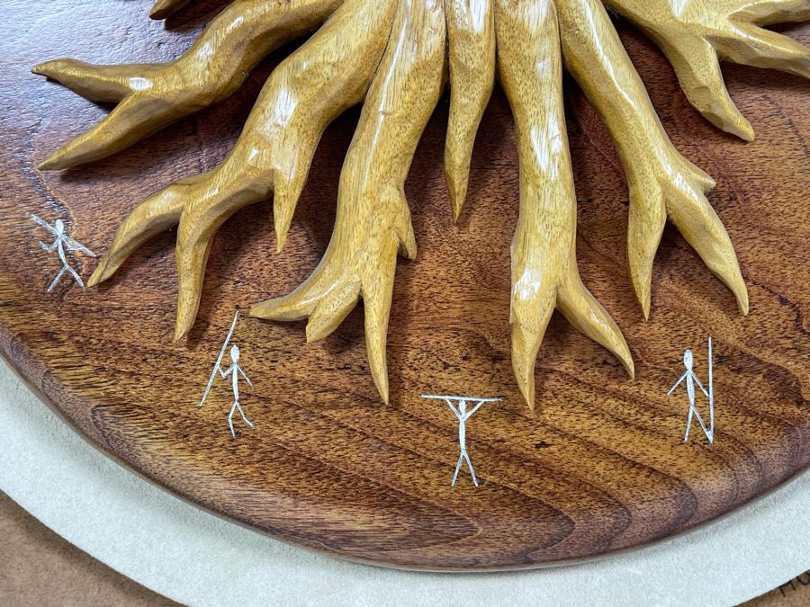 Mid-Century Relief Carved Wall Sculpture Of Woman's Head With Roots Signed Huth 19.5 X 19.5 [Photo 6]