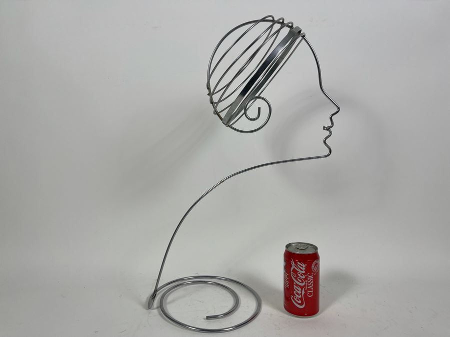 Unique Bent Metal Wire Sculpture Of Woman’s Silhouette Face 14W X 8D X 20H [Photo 2]