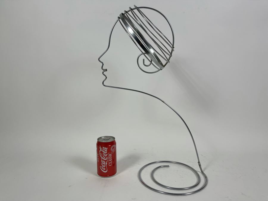 Unique Bent Metal Wire Sculpture Of Woman’s Silhouette Face 14W X 8D X 20H [Photo 6]