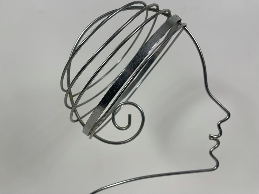 Unique Bent Metal Wire Sculpture Of Woman’s Silhouette Face 14W X 8D X 20H [Photo 4]