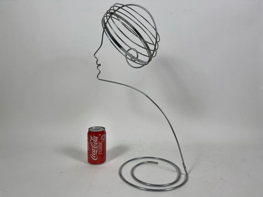 Unique Bent Metal Wire Sculpture Of Woman’s Silhouette Face 14W X 8D X 20H [Photo 5]