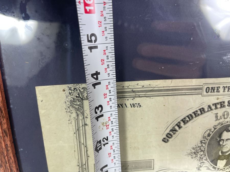 Antique 1863 $1,000 Confederate States Of America Loan Paper No. 600 8% Interest Rate Payable On January 1, 1875 Authorized By The Act Of Congress C.S.A. Of August 19, 1861 [Photo 15]