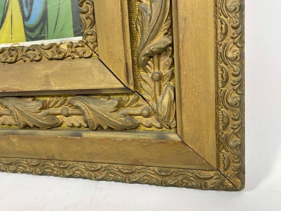 Vintage Print Poster Of St. Joseph & Baby Jesus, S. Giuseppe, S. Jose 16 X 20 In Antique Gilt Wooden Frame 29 X 33 [Photo 11]
