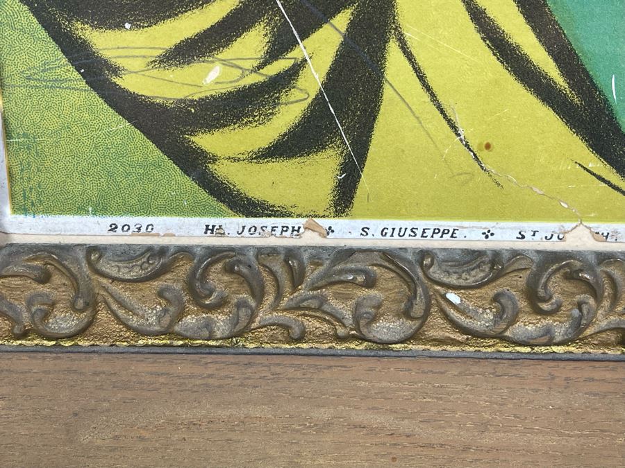 Vintage Print Poster Of St. Joseph & Baby Jesus, S. Giuseppe, S. Jose 16 X 20 In Antique Gilt Wooden Frame 29 X 33 [Photo 7]