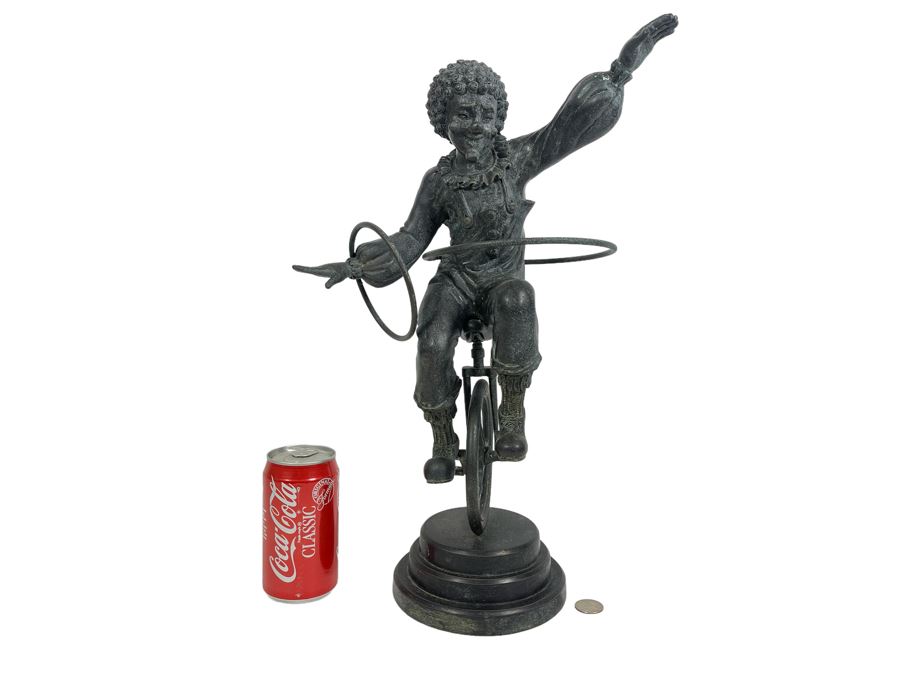 Bronze Sculpture Of Clown Riding A Unicycle 12W X 18H [Photo 1]
