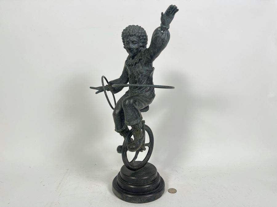 Bronze Sculpture Of Clown Riding A Unicycle 12W X 18H [Photo 3]