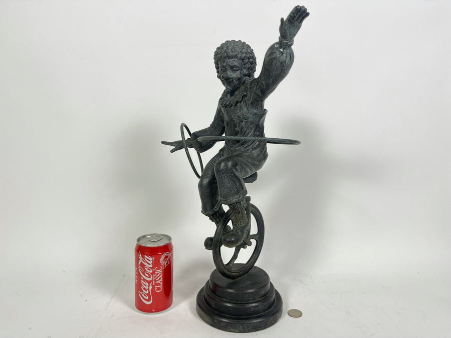 Bronze Sculpture Of Clown Riding A Unicycle 12W X 18H [Photo 2]