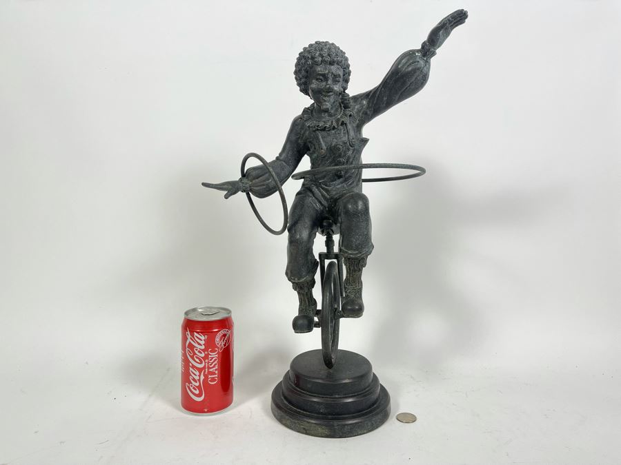 Bronze Sculpture Of Clown Riding A Unicycle 12W X 18H [Photo 4]