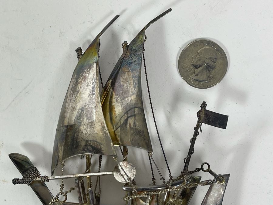 Sterling Silver Sailing Ship Sculpture 62g [Photo 8]