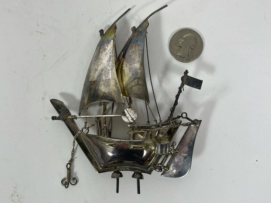 Sterling Silver Sailing Ship Sculpture 62g [Photo 5]