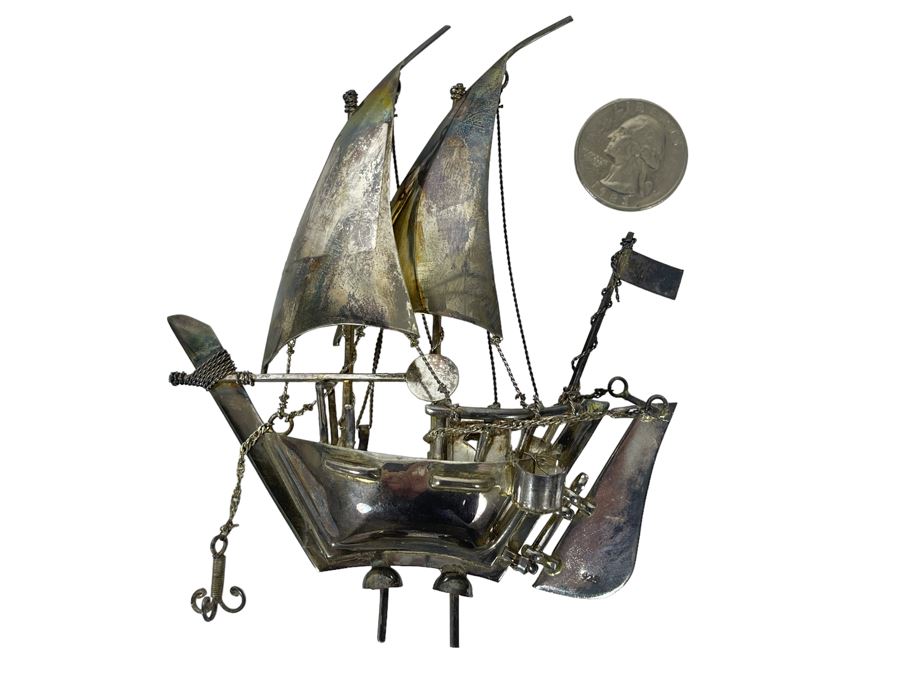Sterling Silver Sailing Ship Sculpture 62g [Photo 1]