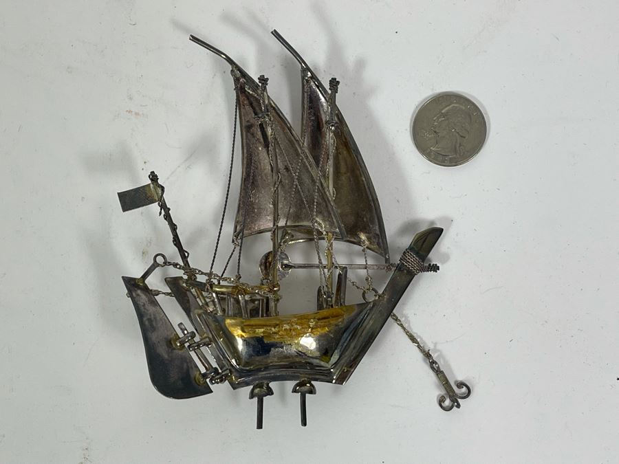 Sterling Silver Sailing Ship Sculpture 62g [Photo 9]