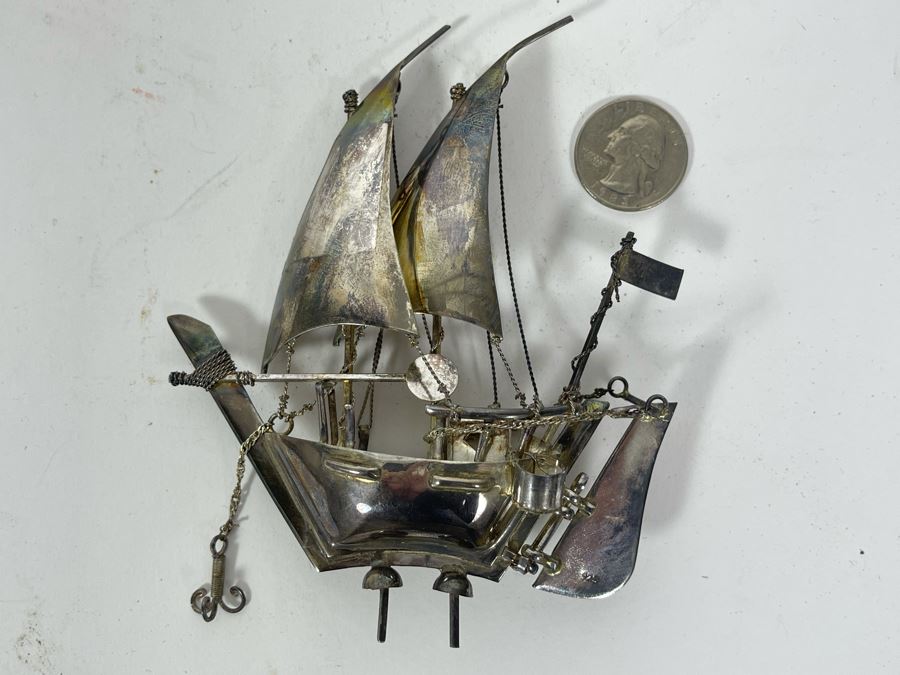 Sterling Silver Sailing Ship Sculpture 62g [Photo 2]