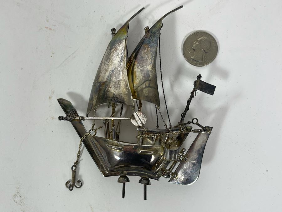 Sterling Silver Sailing Ship Sculpture 62g [Photo 4]