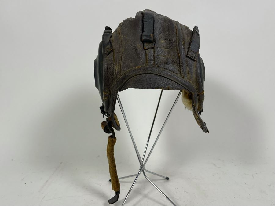 Vintage Leather WWII Air Force Pilots Leather Hat Cap Mfg By Slote & Klein Size Small [Photo 6]