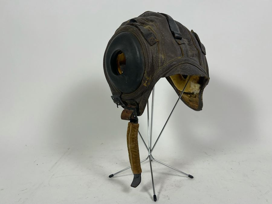 Vintage Leather WWII Air Force Pilots Leather Hat Cap Mfg By Slote & Klein Size Small [Photo 4]