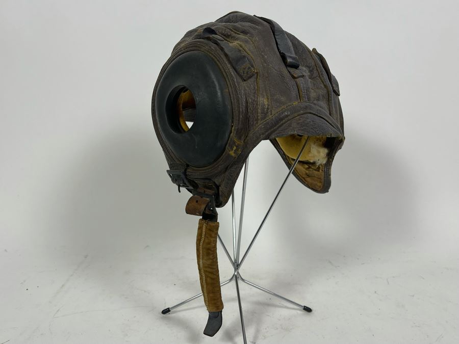 Vintage Leather WWII Air Force Pilots Leather Hat Cap Mfg By Slote & Klein Size Small [Photo 5]