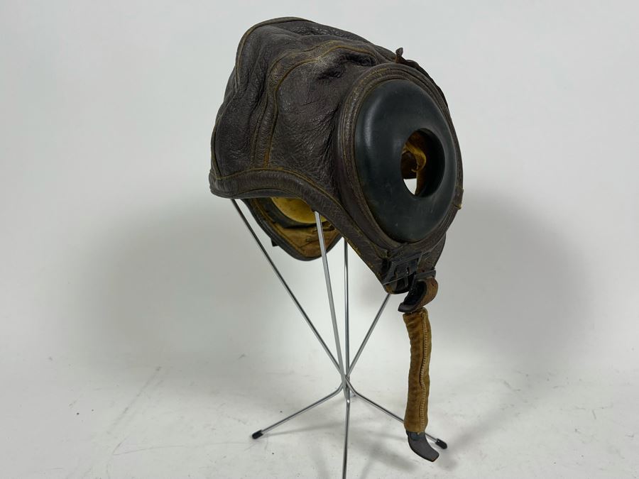 Vintage Leather WWII Air Force Pilots Leather Hat Cap Mfg By Slote & Klein Size Small [Photo 2]