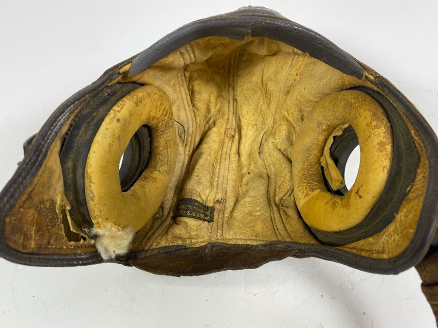 Vintage Leather WWII Air Force Pilots Leather Hat Cap Mfg By Slote & Klein Size Small [Photo 9]