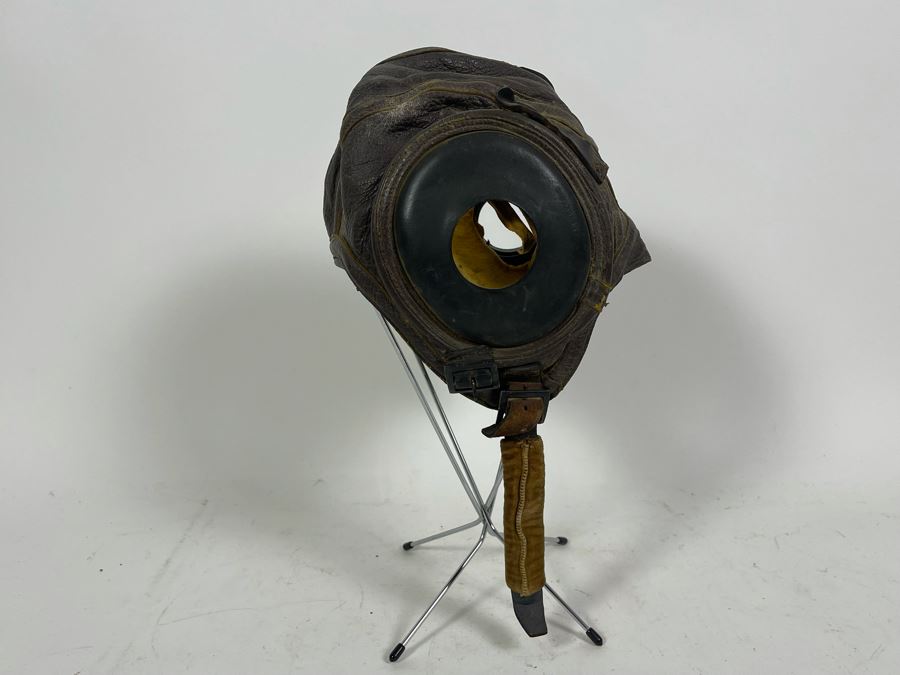 Vintage Leather WWII Air Force Pilots Leather Hat Cap Mfg By Slote & Klein Size Small [Photo 3]