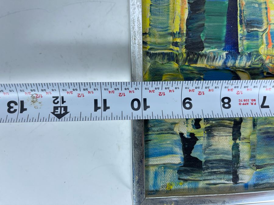 Original Edgar A. Stareck Acrylic Painting Abstract New York Skyline Signed Lower Right In Chrome Frame 10' X 8' [Photo 16]