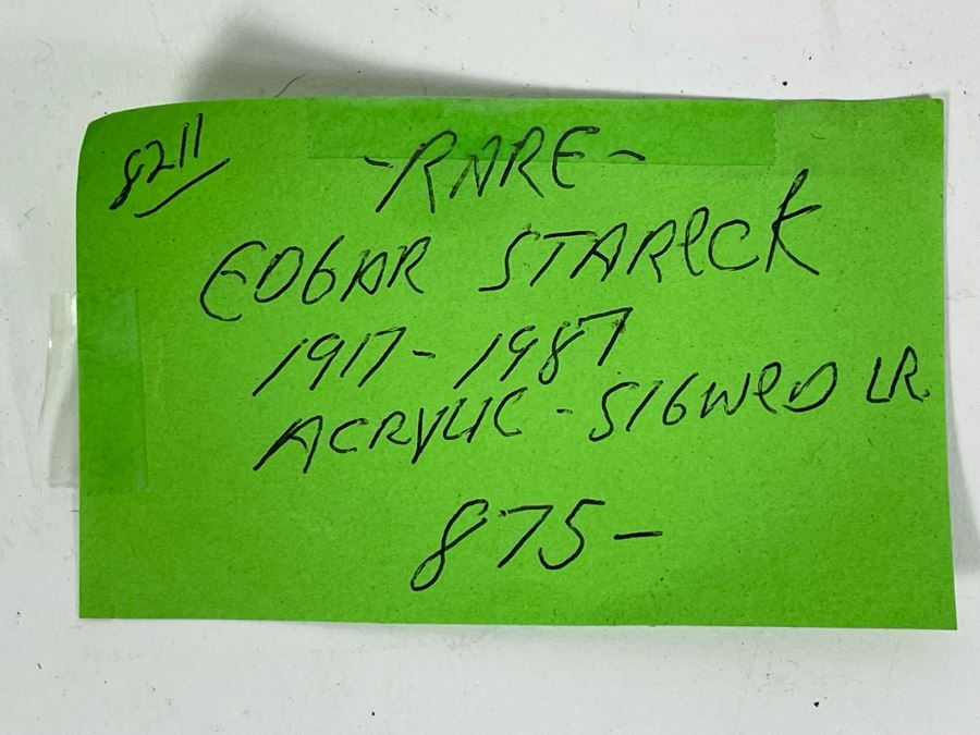 Original Edgar A. Stareck Acrylic Painting Abstract New York Skyline Signed Lower Right In Chrome Frame 10' X 8' [Photo 18]