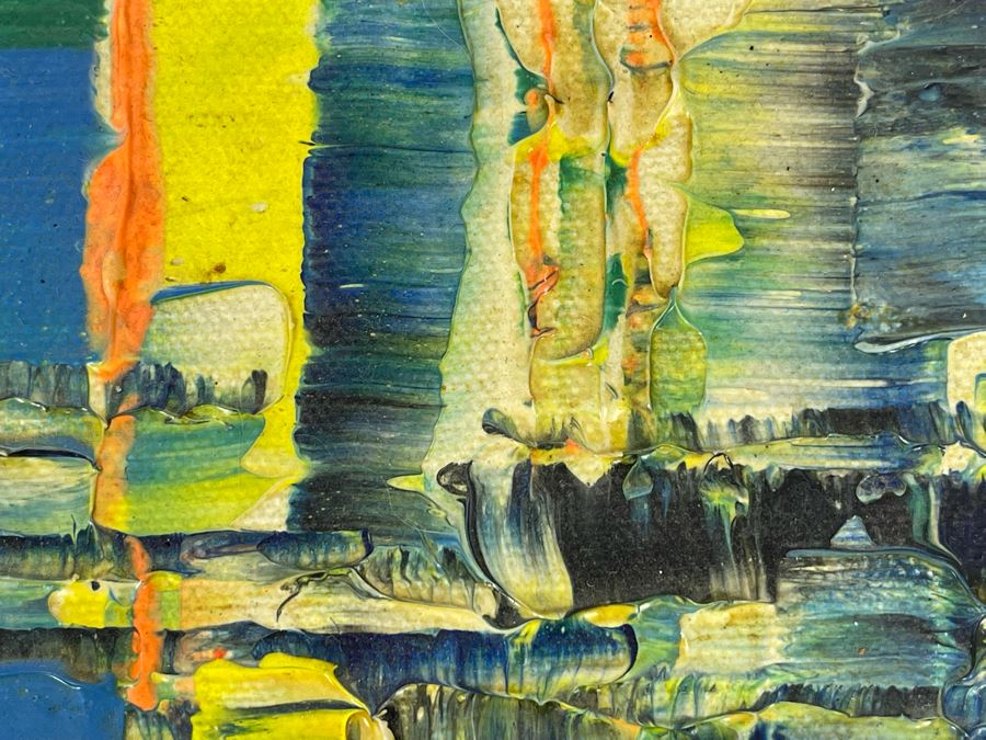 Original Edgar A. Stareck Acrylic Painting Abstract New York Skyline Signed Lower Right In Chrome Frame 10' X 8' [Photo 7]