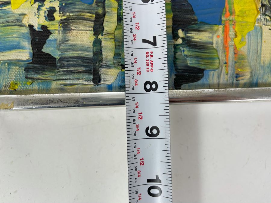 Original Edgar A. Stareck Acrylic Painting Abstract New York Skyline Signed Lower Right In Chrome Frame 10' X 8' [Photo 17]